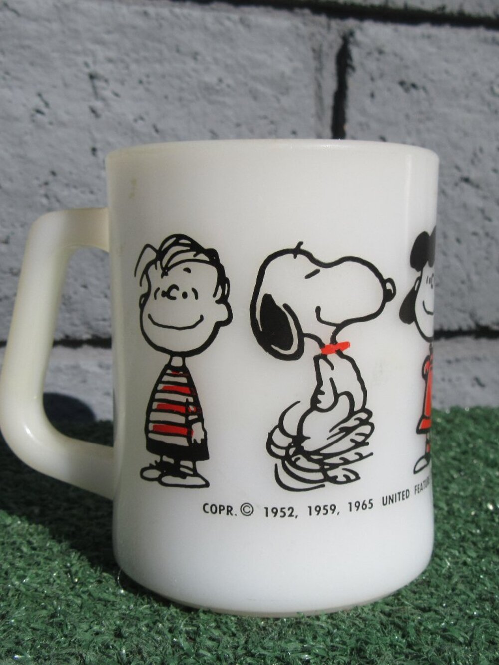Vintage Federal Glass Peanuts Snoopy Charlie Brown Lucy Linus Coffee Mug Milk